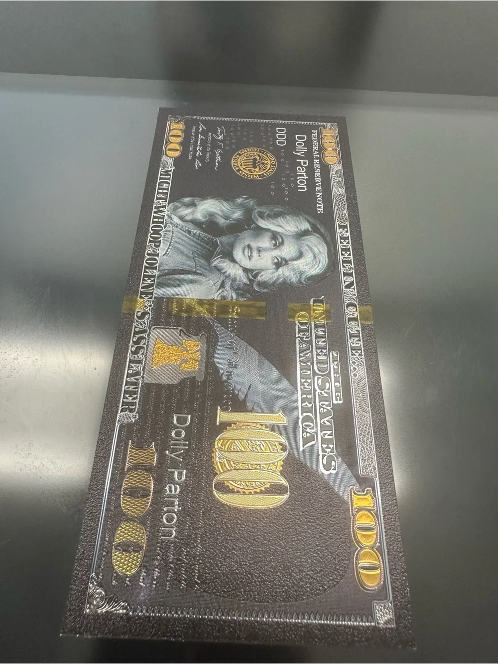 Novelty Black Collector Gold Foil 100 Bill Collection- Music Legends Design